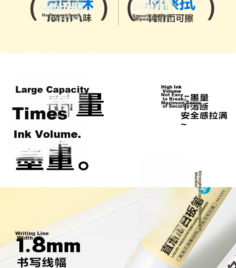 Deli Large Capacity Smooth Writing Liquid Whiteboard Marker Set Office Stationery Meeting Teaching Thick Barrel Color Marker Pen 4 Colors SK232 6