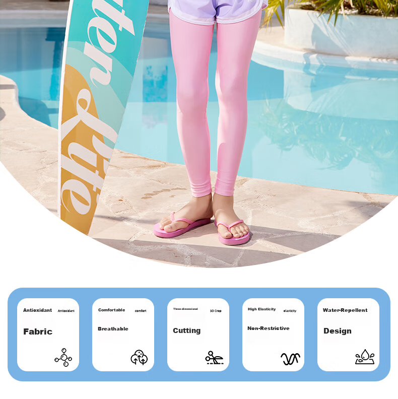 PEAK Kids Girls Two-Piece Long Sleeve Long Pants Swimsuit Youth Teen Large Size 150 Thermal Spring Set 2