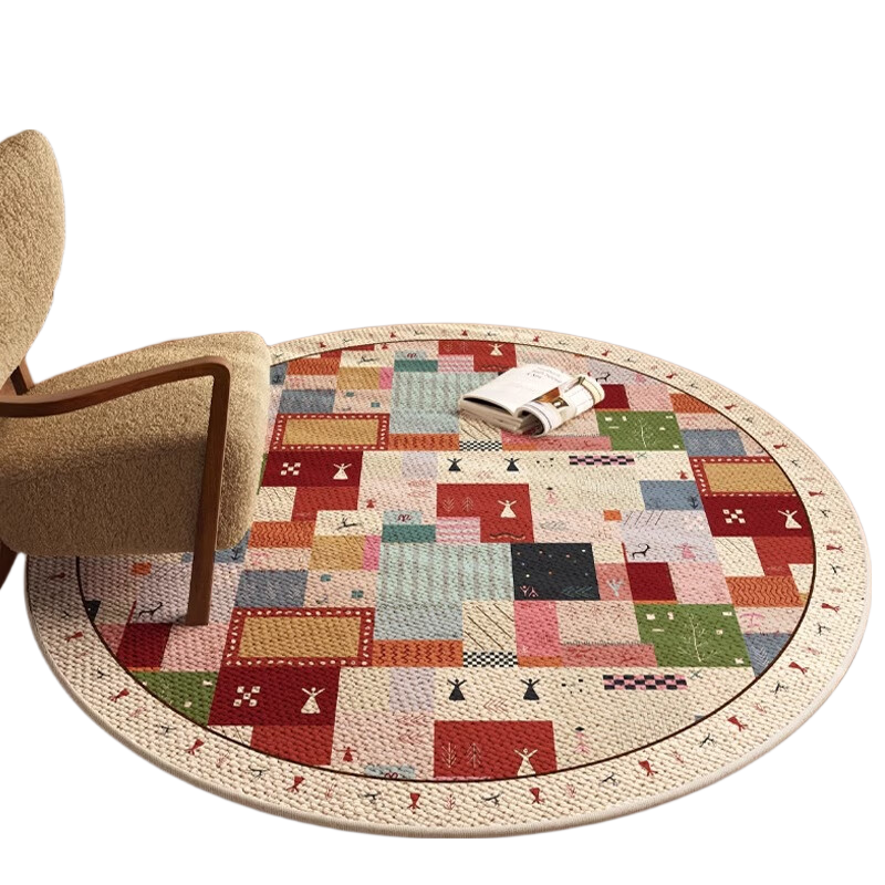 Yinshang American Vintage Round Living Room Rug Silent Rocking Chair Sofa Massage Chair Foot Mat