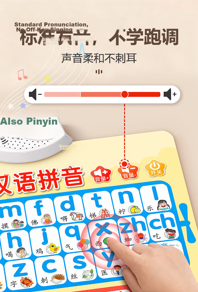 Mi Li Wall Chart Chinese Pinyin Audio Early Education Reading 64 Letters Phonics Training Initials and Finals 6