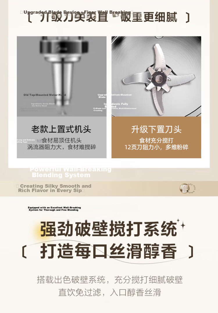 YANGZI Multifunctional Household Blender Soy Milk Maker Fully Automatic No-Filter No-Cook Juicer Large Capacity Grain Grinder Small Food Processor D-005 2026 New Model 7