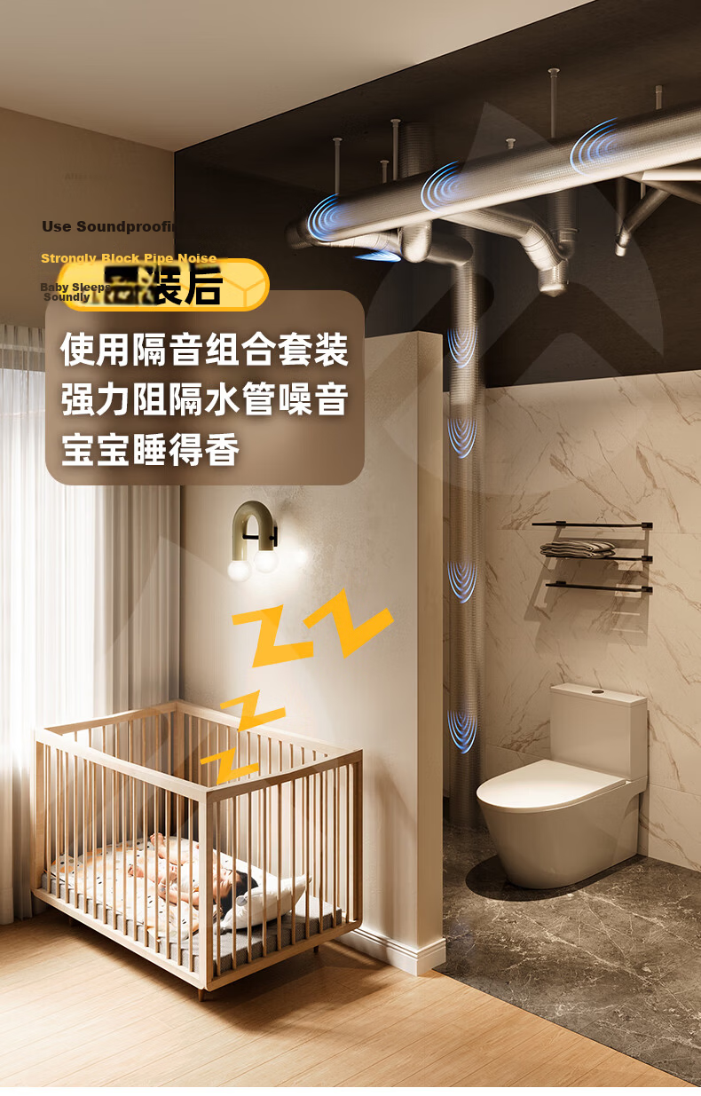 Xuanjia Mital Soundproof Cotton Drain Pipe Sound Absorption Cotton Bathroom Toilet Drainage Pipe Soundproofing Cotton Type 110 2