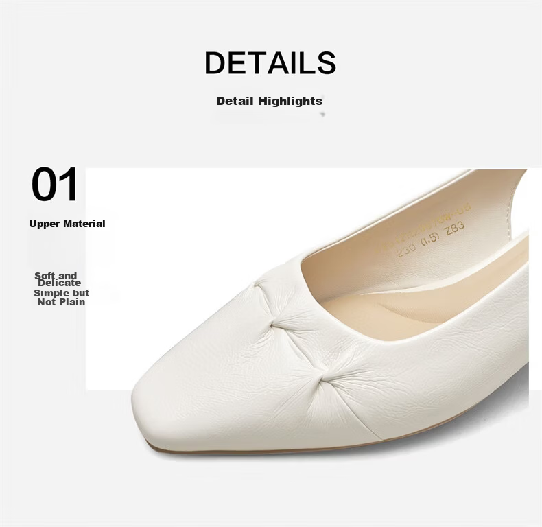 Eierkang Women's Shallow Pointed Toe Low Heel Commuting Professional Single Shoes Open Back Sandals 29870W Off-White Size 37 8