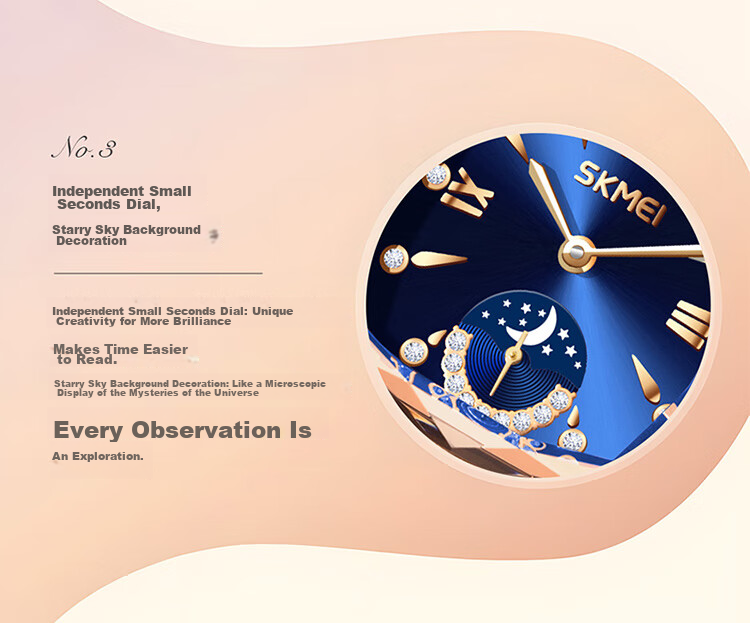 Skmei Fashion Trendy Personalized High-End Waterproof Quartz Steel Band Women's Wristwatch Birthday Gift 2582 4