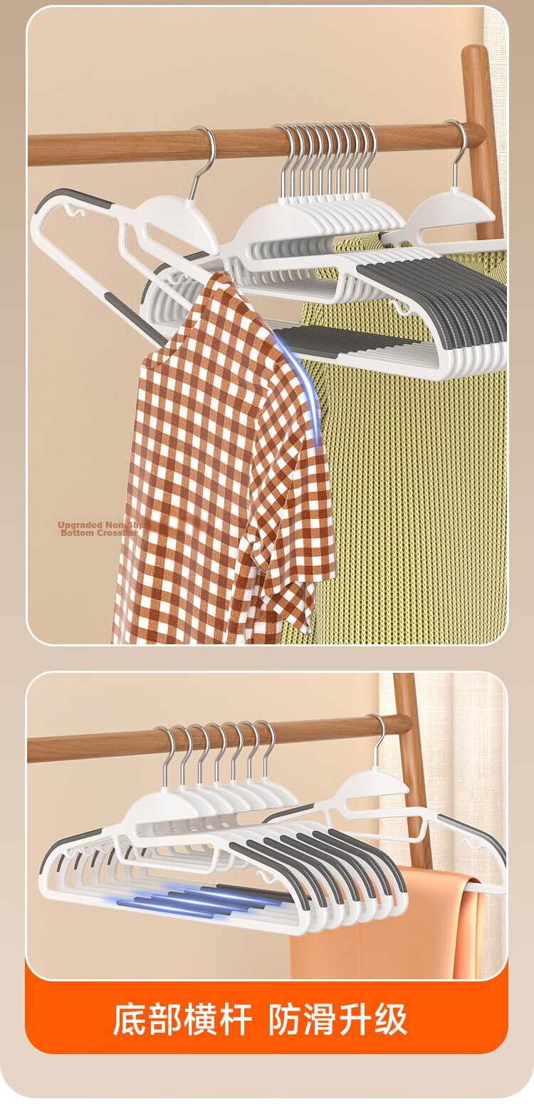 Jiabangshu Non-Marking Clothes Hangers Set of 20, Home Anti-Slip Collar Protecting Hangers for Dormitory, Bedroom, and Wardrobe 5