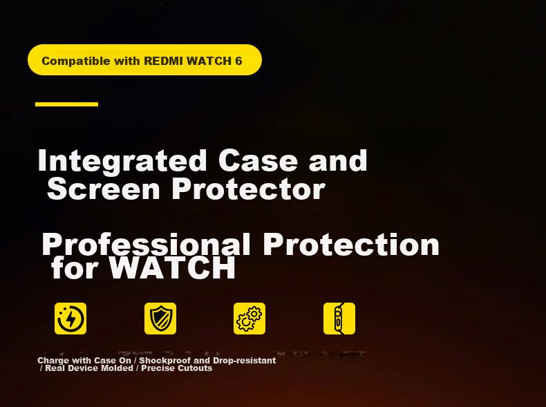 CHENSONG Protective Case and Tempered Film for Xiaomi Redmi Watch 6, PC Scratch-Resistant Durable Sensitive Touch Black 1