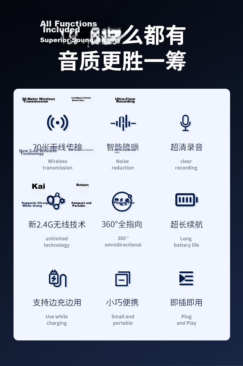 Aigo S28 Wireless Lavalier Microphone Mini Clip-on Mic for Live Streaming Outdoor Interview Short Video Conference Recording Professional Noise Reduction Receiver One-to-Two 5