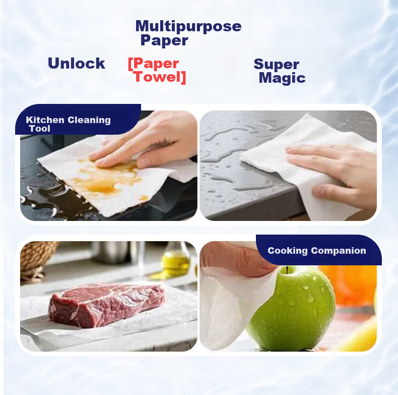 Yuanai Kitchen Paper Towels 2-Ply 200 Sheets*1 Pack Food-Grade Oil Absorbing Hand Wiping Hanging Disposable Lazy Cleaning Cloth Boxed 3