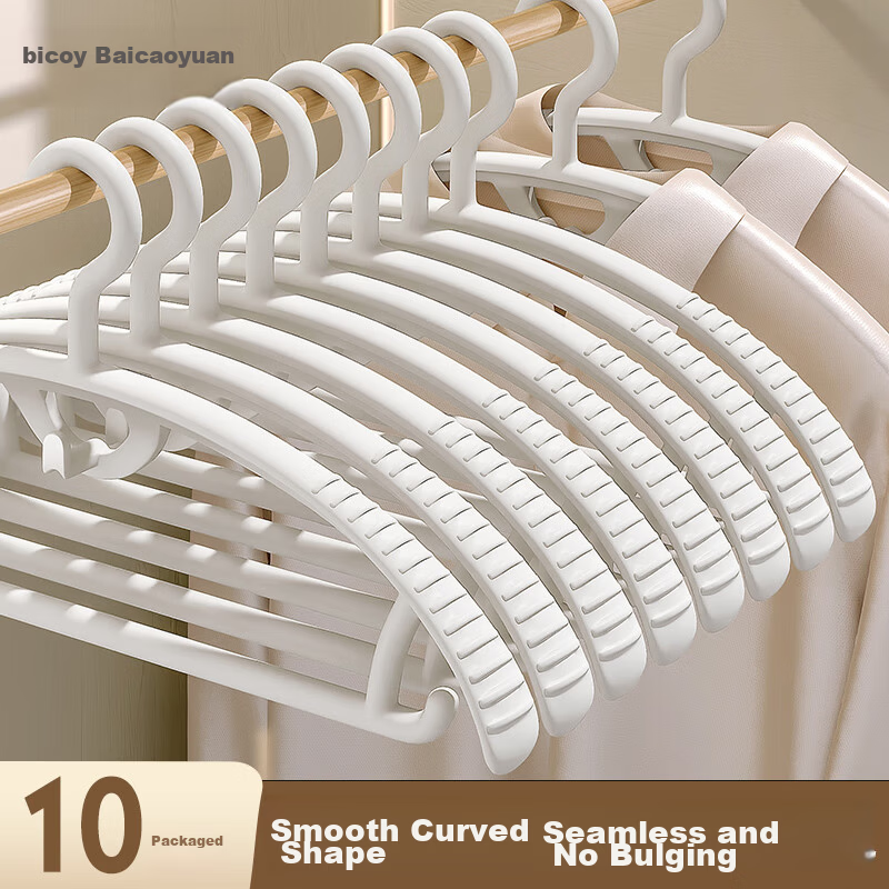 Baicaoyuan Non-Slip Clothes Hangers Wide Shoulder Thickened Shoulder Protecting Clothes Hangers 10-Pack