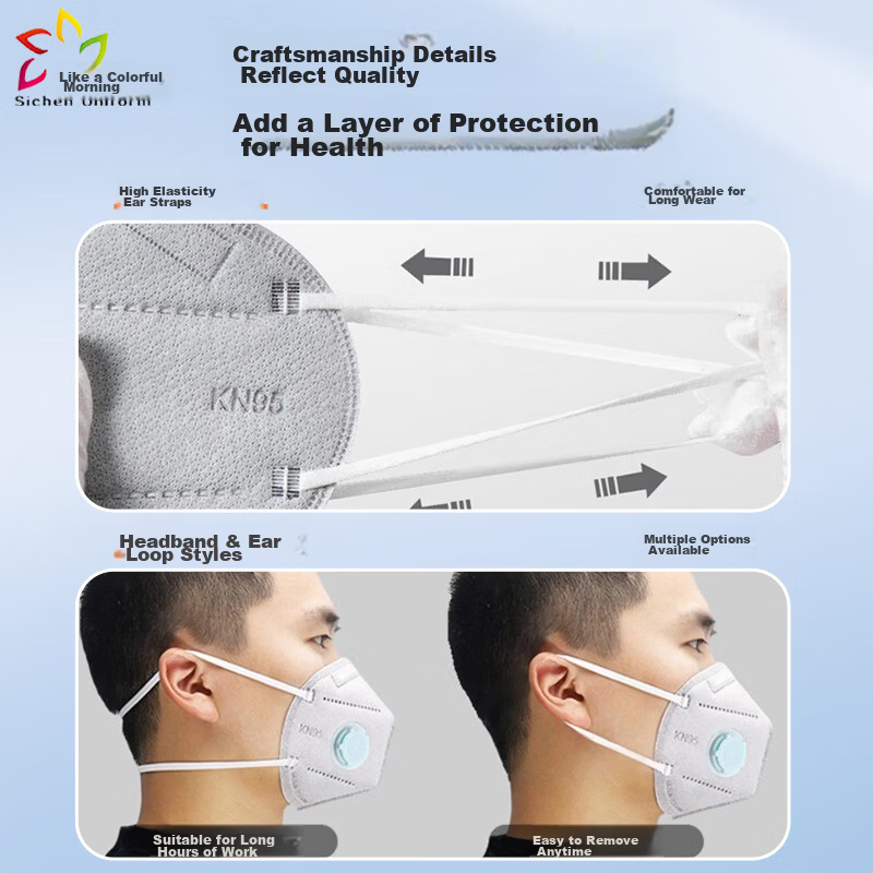Sichen Colorful Dustproof Mask 25pcs with Breathing Valve Activated Carbon Mask Industrial Dustproof KN95 Ear-Hook Individually Packaged 11