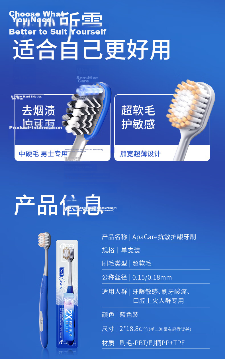 ApaCare Soft Bristle Wide Head Toothbrush for Adults, Top 10 Famous Brands, JD Self-operated, Unisex, Individually Packaged, 12 Pieces 10