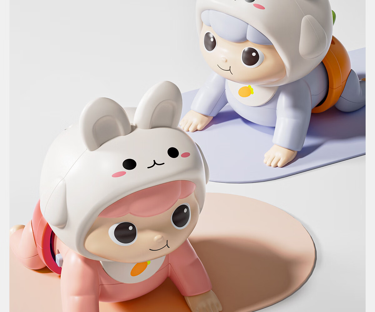 Dimoarch Baby Electric Crawling Toy, Fun Infant Learning to Crawl Early Education Enlightenment Crawling, Newborn Head-Lifting Training Rabbit Pink 23