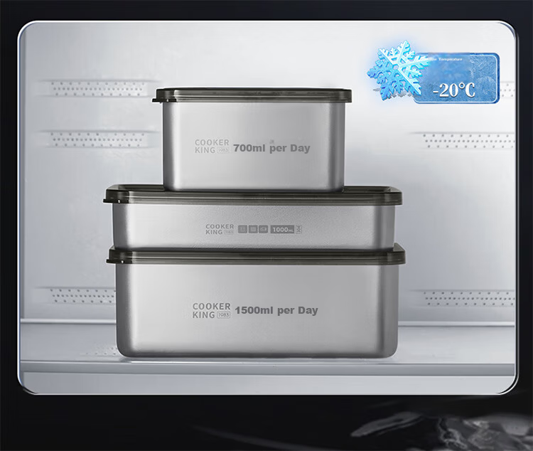 COOKER KING 304 Stainless Steel Fresh-Keeping Box with Lid, Shallow Sealed Storage Lunch Box 800ML 8