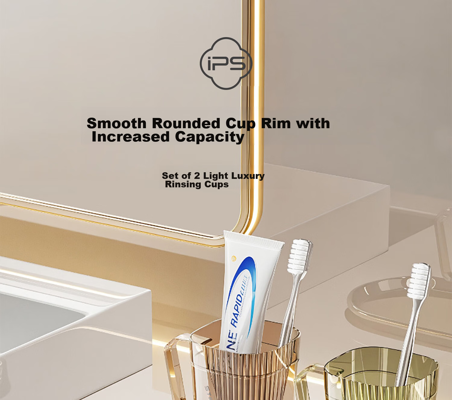 Baoshi PP Mouthwash Cup and Toothbrush Holder Set of 2, Dual-Color Couples and Kids Travel Portable Cups with Smooth Rounded Rim, No Burrs 1