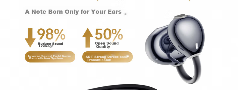 IKF AirClip Pro Clip-On Bluetooth AI Translation Wireless Open Bone Conduction Hi-Res Gold Standard LDAC Long Battery Life for Huawei Star Black 55
