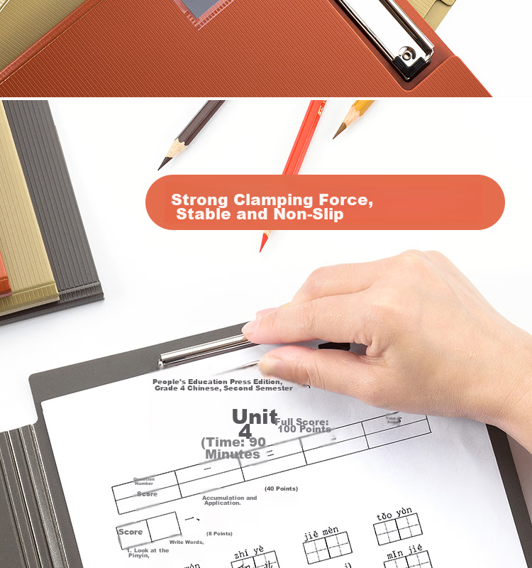 TIANSE A4 File Folder, Vertical Folding Board Clip, Thickened Foam PP Conference Folder, Secretary Folder, Document Folder, Exam Paper Folder, Signature Presentation Folder, Office Supplies TS-1632, Antique Bronze Brow 3