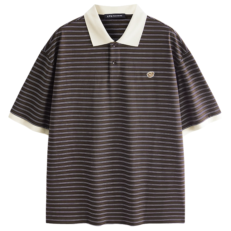 Peacebird Menswear American Style Polo Shirt Unisex 2026 Coffee Bean Brown First Batch L