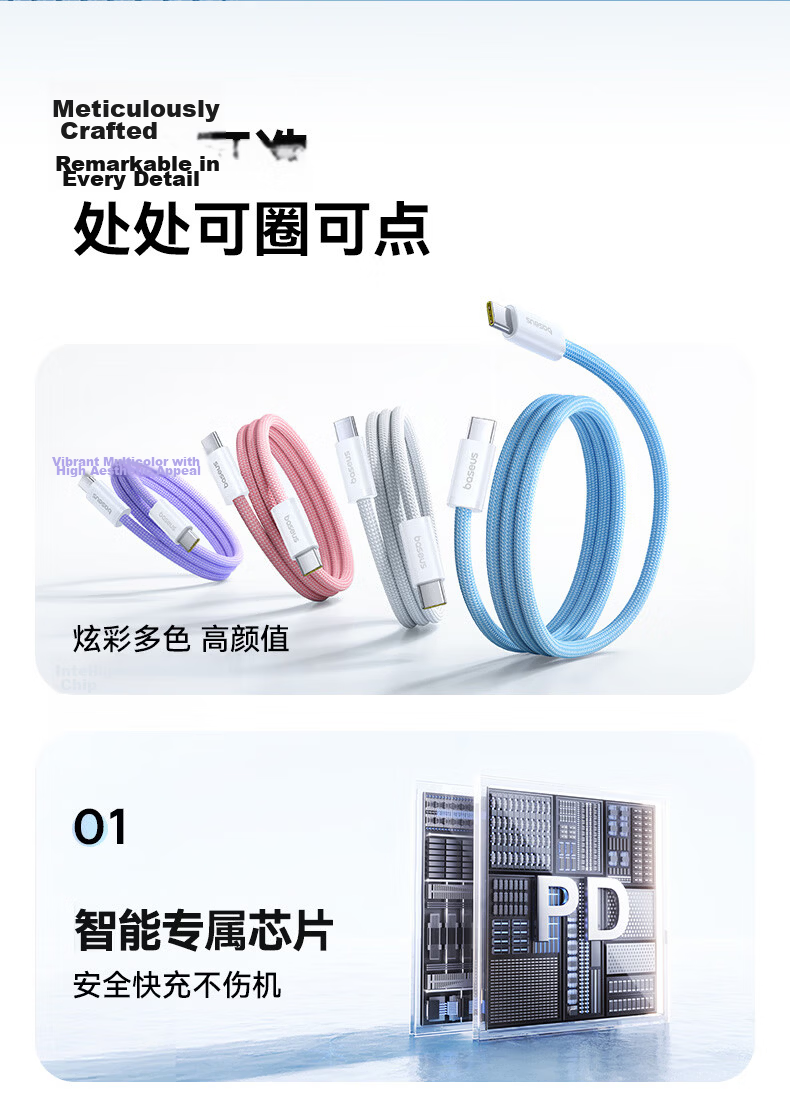 Baseus Apple 17 Type-C Charging Cable PD 60W Fast Charge for iPhone 16/15 Pro Max Car CarPlay Laptop iPad 1.2m White 2
