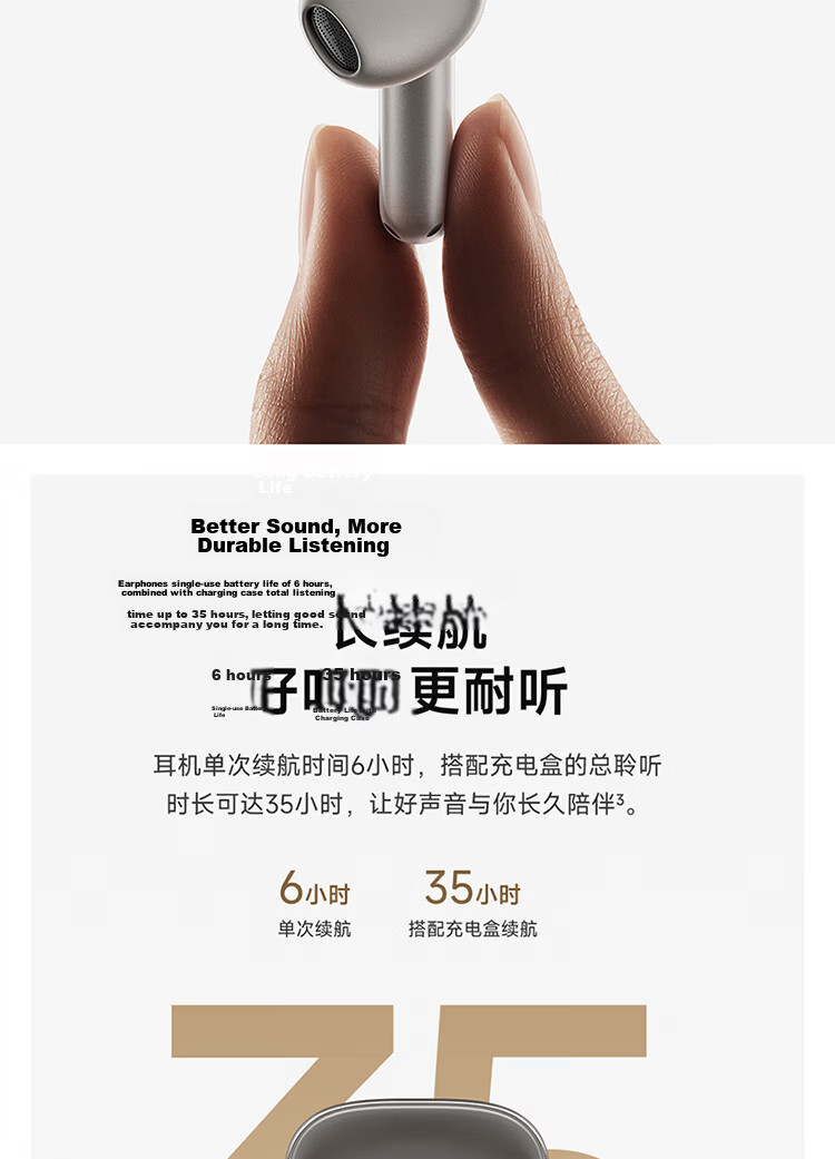 MI Xiaomi Buds 6 Earphones Semi-In-Ear Bluetooth Earphones Comfortable Fit for Android and Apple Phones Pearl White 16