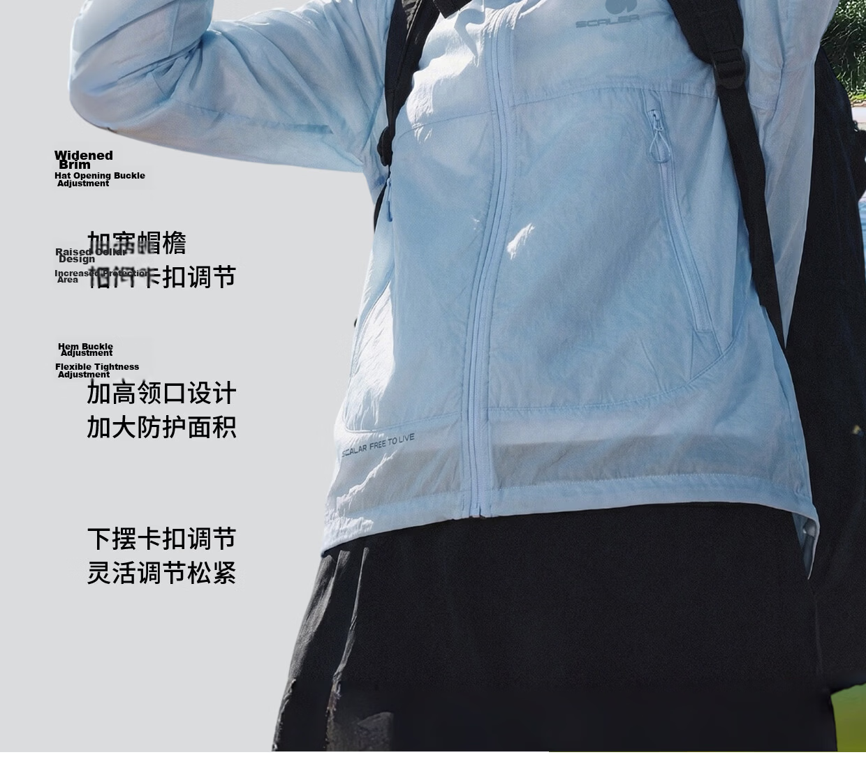 SCALER [Xiaoliangpeng] Unisex Outdoor Sun Protection Jacket UPF50+ Stretch Durable Lightweight Breathable Hooded Sun Jacket 12