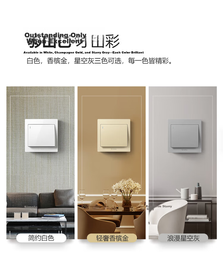BULL G31 Series Single Port Cat5e Network Socket 86 Type Panel G31T102 Starry Gray 4