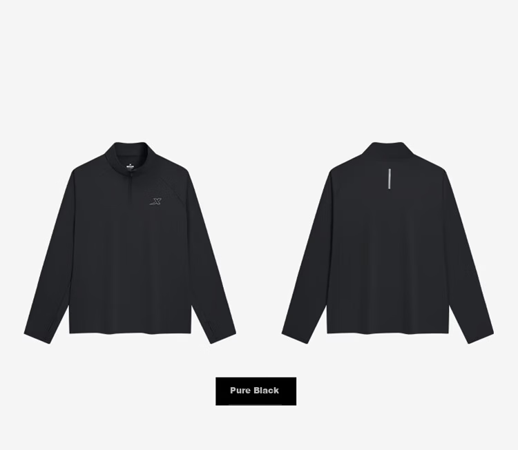 Xtep Men's Quick-Dry Long Sleeve Sports Shirt with Half-Zip, Breathable Fitness Running Outdoor Top 54