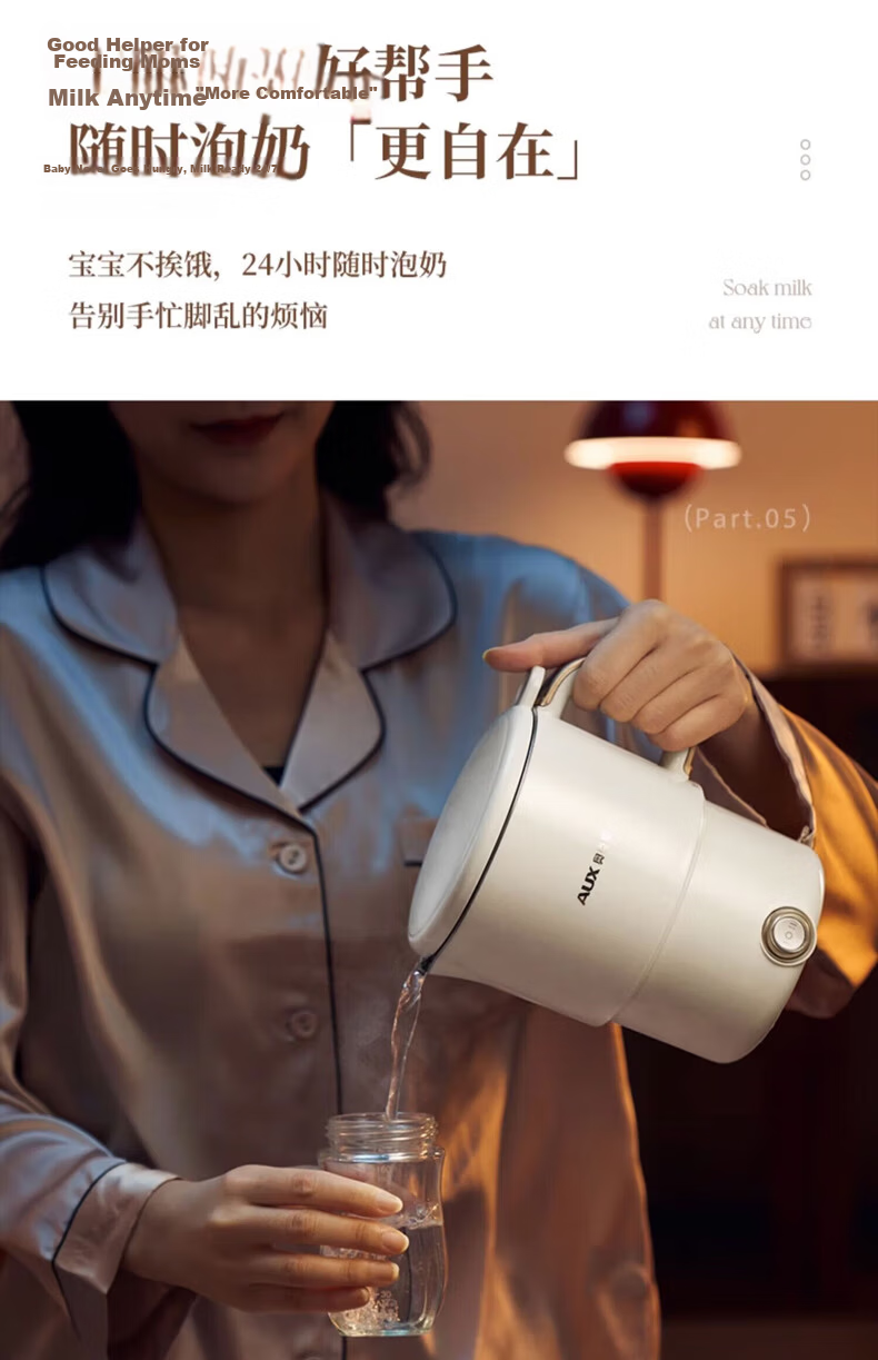 AUX Portable Folding Electric Kettle, Car Water Boiler, Stainless Steel Hot Water Cup for Travel, Business Trips And Home Use [316 Inner Pot + Fork And Spoon] 24
