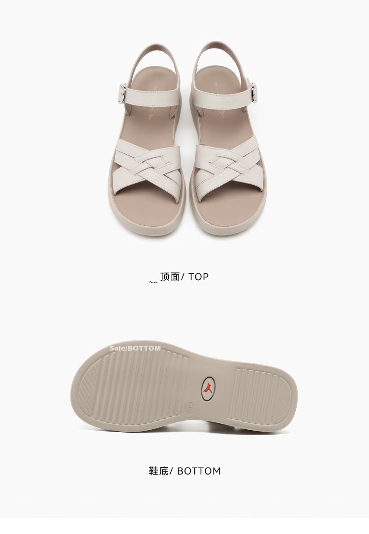 Red Dragonfly Women's Sandals New Commuter Thick Sole Casual Shoes Soft Sole Non-Slip Outdoor Beach Shoes WTK265041 Off-White Size 39 11