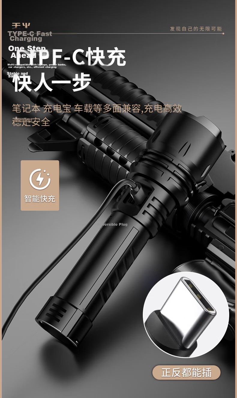 Tianhuo Flashlight High Brightness Ultra-Long Battery Life 200000 Lumens Military Mountaineering Small Portable Home Use Rechargeable 11