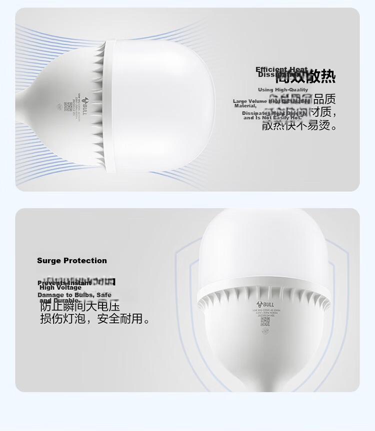 BULL LED Bulb High Brightness Cylindrical Lamp for Factory Workshop Supermarket Canteen 20W Warm White 3000K E27 Screw Base 14