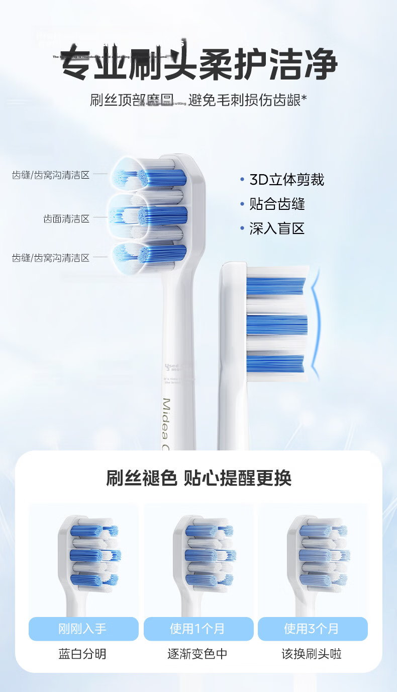 Midea Electric Toothbrush Couple Set Dual Pack Adult 180-Day Long Battery Life 5 Modes 8 Brush Heads Teeth Cleaning S1PX White+Gray Couple Birthday Holiday Gift 10