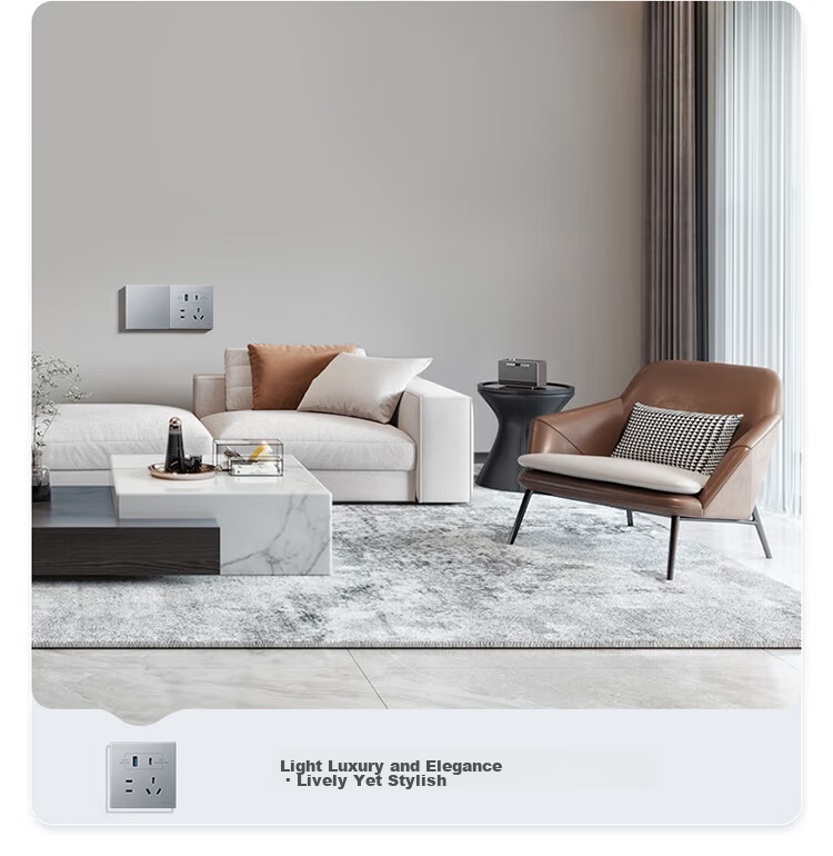 BULL G60 Series One-Gang Two-Way Switch Ultra-Thin Large Panel Switch G60K112 Moon Shadow Gray 4