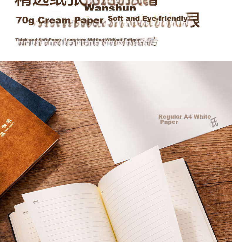Deli Customizable Fashion Leather Notebook, Business Notepad, Sheepskin Journal, Meeting Record Book, A5 Size, 120 Sheets, Gray, Single Book Pack, 3340 9