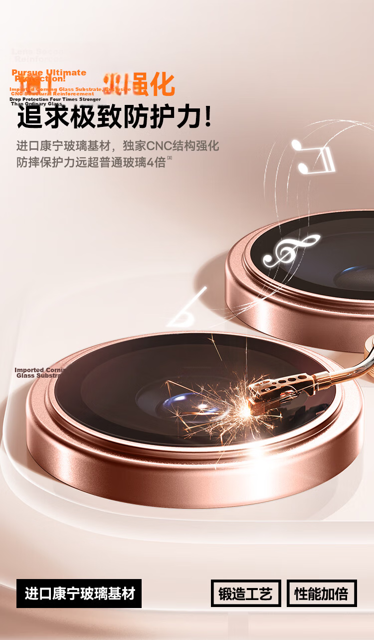 Baseus AR Anti-Reflective Corning Lens Protector for iPhone 17 Pro Max/17 Pro Camera Lens Film Dawn Orange 8