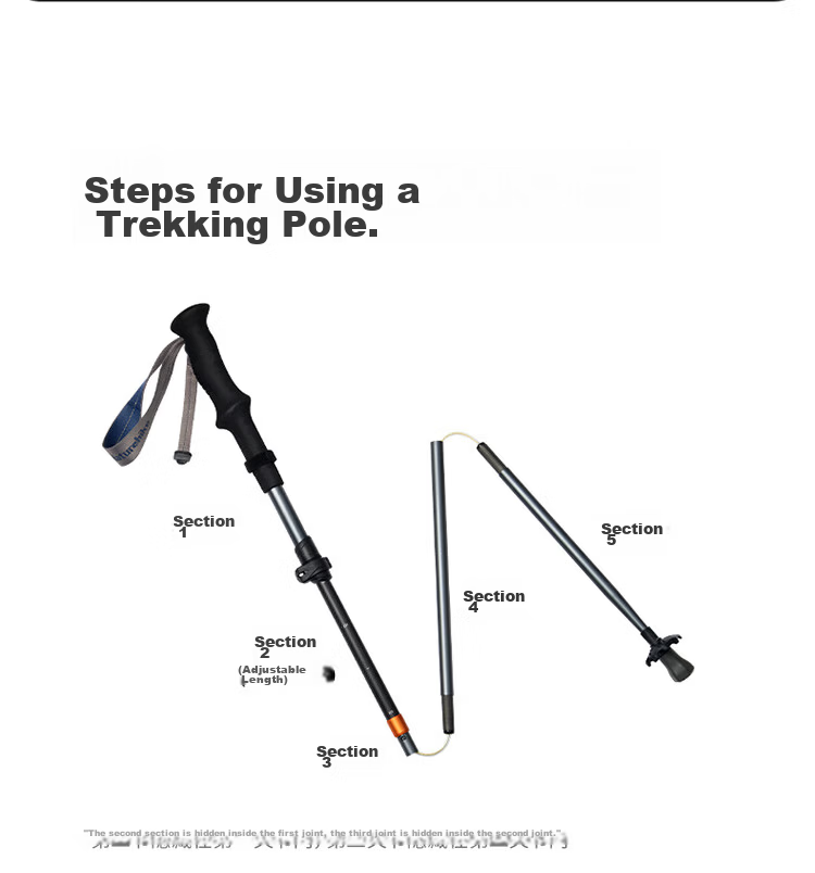 Naturehike Nuoke Changfeng UL Five-Section Carbon-Aluminum Telescopic Folding Hiking Pole Ultra-Light Aluminum Alloy Trekking Stick for Children and Adults 6