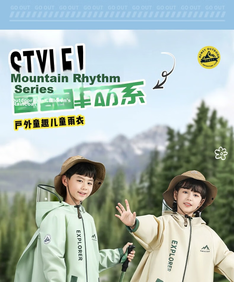 Beimei Children's Raincoat Long Full-Body Waterproof School Rain Poncho with Backpack Cover for Boys and Girls 2