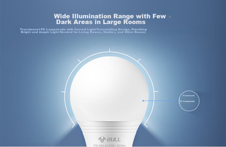 BULL LED Bulb, E27 Large Screw Base, Globe Bulb, High Brightness, 6W Cool White Light, 4000K 5
