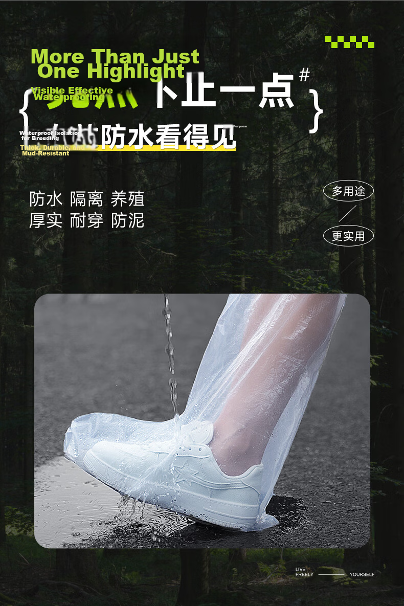 Qihaiqiu Disposable Waterproof Non-Slip Rain Shoe Covers Thickened Plastic Unisex Long White Boot Covers 6-Pack 2