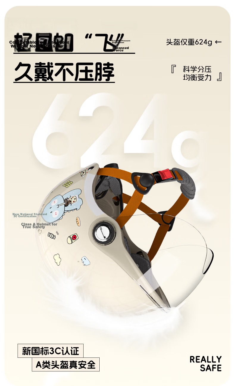 Tianqi Kids Helmet Electric Vehicle Helmet Winter 3C Certified New National Standard Riding Electric Motorcycle Helmet Safety Cap Four Seasons Universal Half Helmet Off-White 3