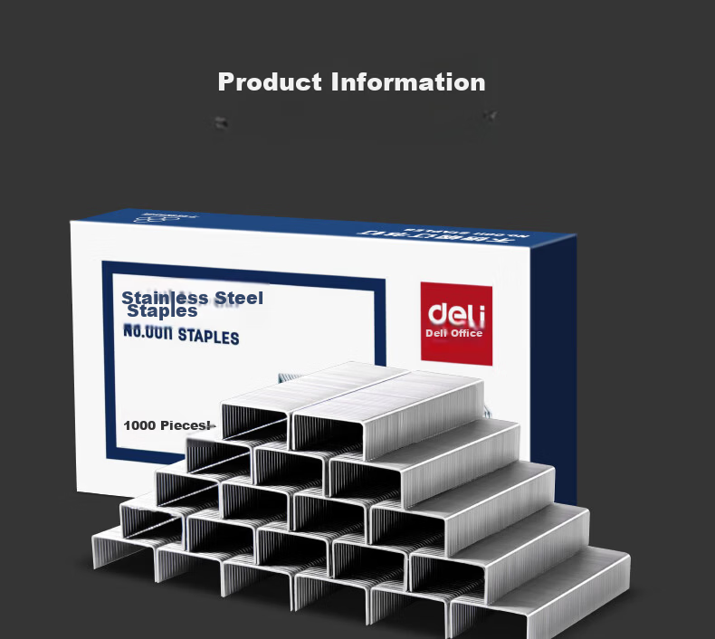 Deli 23/17 Stainless Steel Heavy-Duty Staples, Easy-Penetrating Staples, 1000 Pieces, Single Box, Suitable for Important Documents, Rust-Resistant And Moisture-Proof, 120-Sheet Capacity, 0217 15