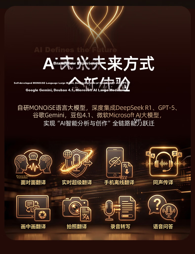 MONOISE G2 Bluetooth Earbuds Ear-Hook Style AI Translation Real-Time Simultaneous Interpretation Wireless Recording Noise-Cancelling Long Battery Life Sports Music 11