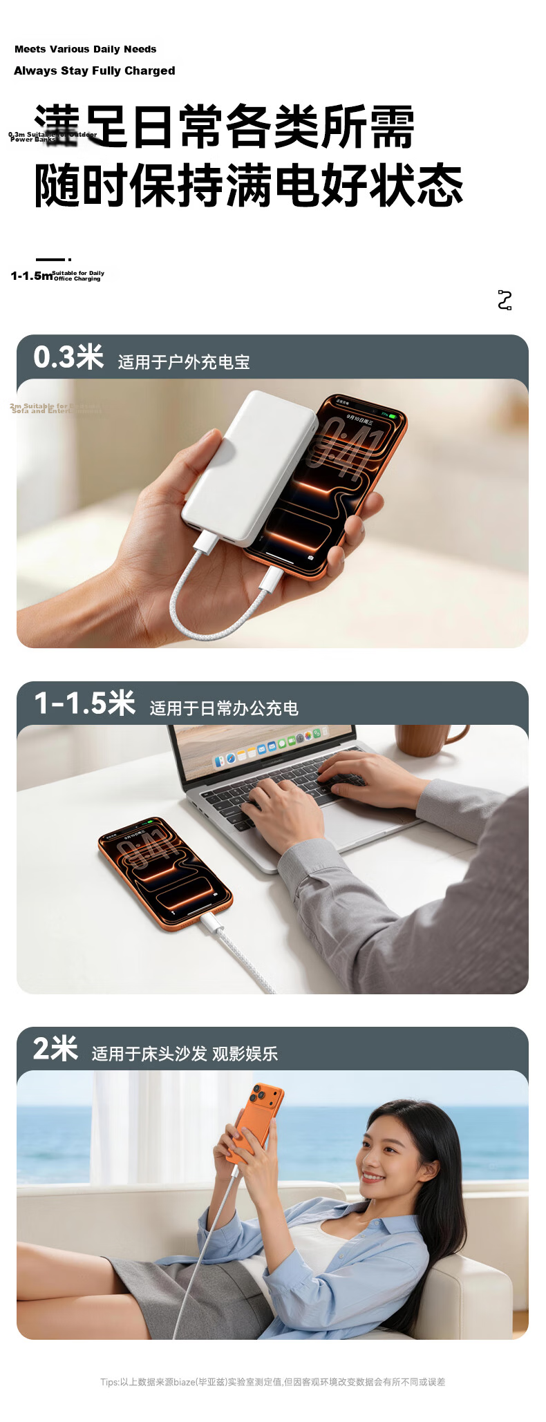 BIAZE Apple 17/16/15 Type-C Charging Cable USB-C Carplay 3A Fast Charging Cable for iPhone 16/15 Xiaomi Huawei Honor Phones 0.25m 9