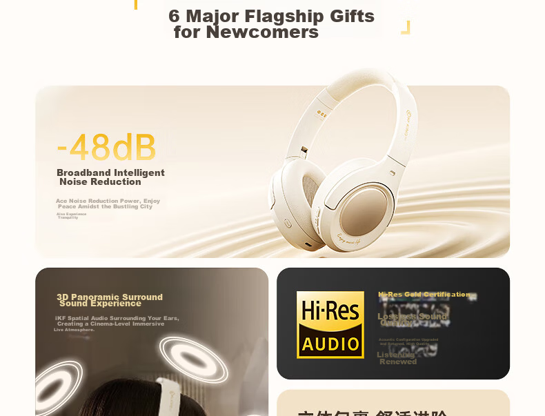 IKF King Pro2.0 Active Noise-Cancelling Over-Ear Bluetooth Headphones, Delta Unyielding Contract E-Sports Wired Gaming, Low Latency Bluetooth 6.0, Sports Music, Athens Black 10