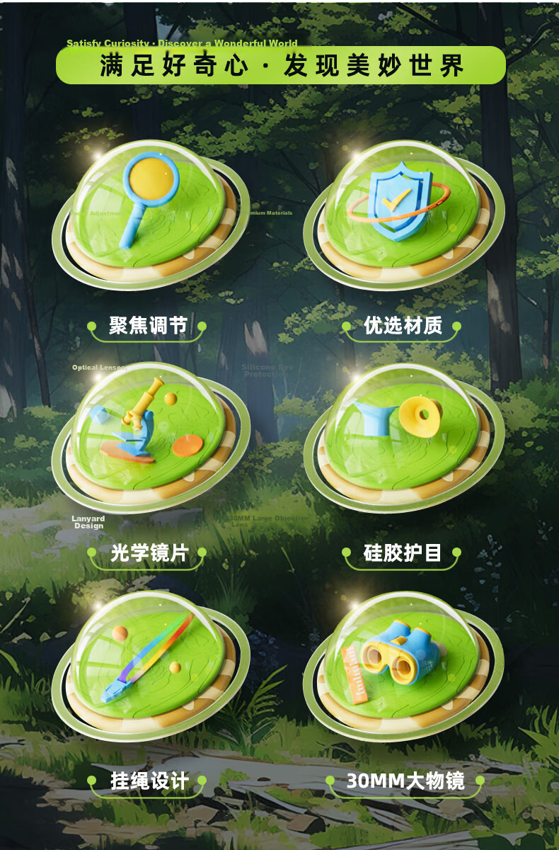 Kexuejidi Children's Day Binoculars High-Definition High-Power Outdoor Concert Portable Toy Gift for Boys and Girls 2