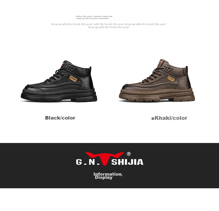 Bull Family Martin Boots Men Autumn Winter New British Style Versatile Work Boots Thick Sole Wear-Resistant Mountaineering Outdoor Hiking Shoes Men 7
