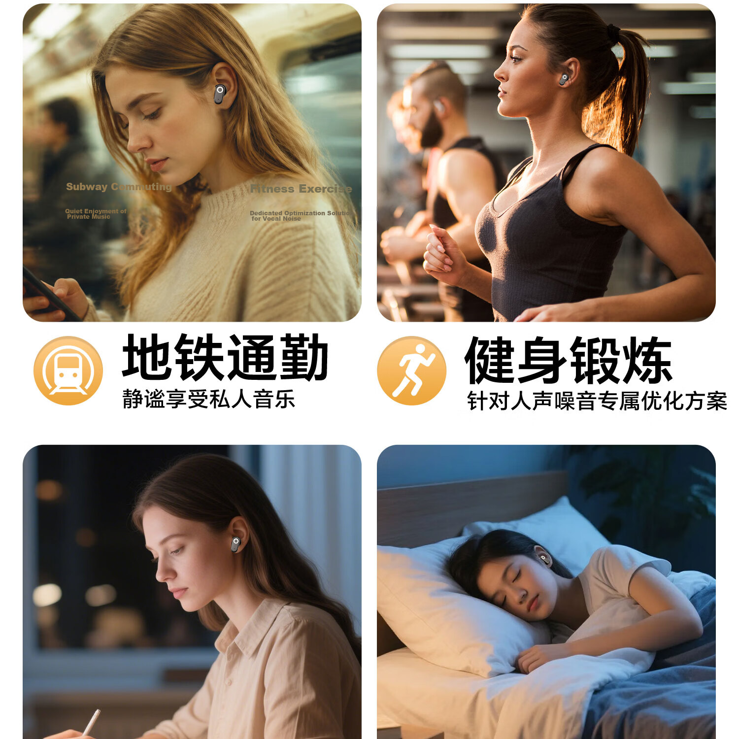 Zhunhang Bluetooth Noise Cancelling In-Ear Wireless Earphones 2026 New Ultra-Long Battery Life Deep Noise Cancellation Berlin Sound Sports Call Gaming Sleep Bluetooth Earphones 7