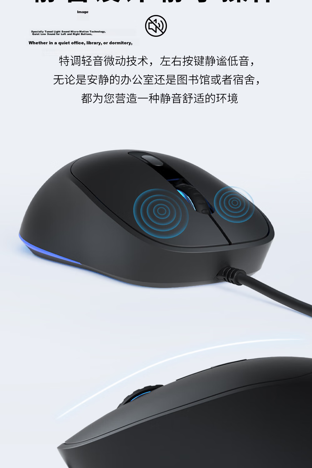HP G100 Wired Mouse Office Ergonomic USB Silent Black for Laptop Desktop Universal 6