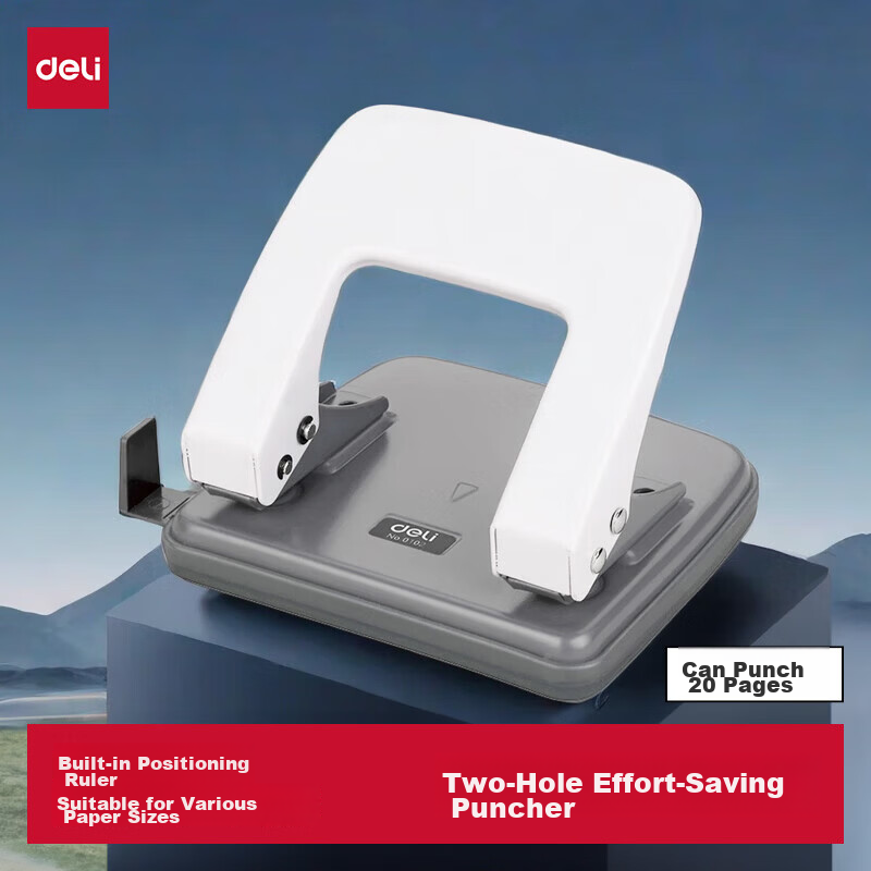 Deli Six-Hole Lever Puncher Set with 24 Loose Leaf Rings Adjustable Small A4 Voucher Binding Machine Blue TA856-T