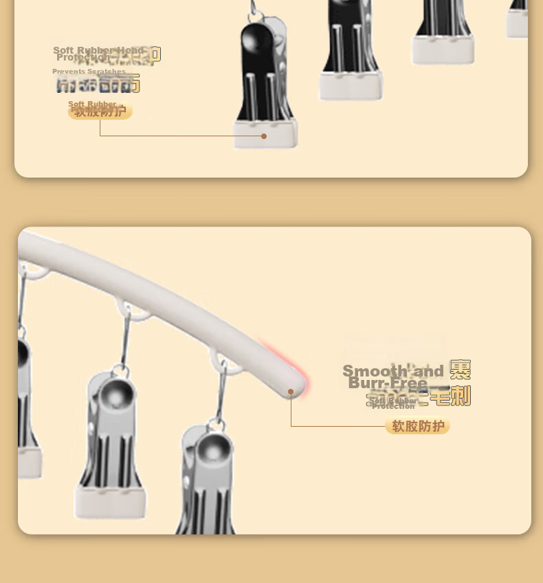 Mengtin Multi-Clip Sock and Underwear Drying Rack, 10 Clips, Windproof Household Hanger 8