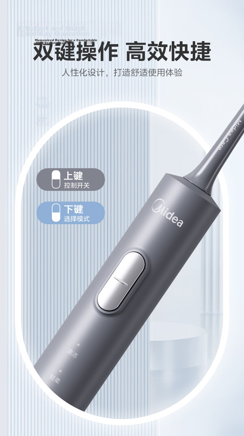 Midea Electric Toothbrush Couple Set Dual Pack Adult 180-Day Long Battery Life 5 Modes 8 Brush Heads Teeth Cleaning S1PX White+Gray Couple Birthday Holiday Gift 11
